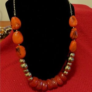 Peter Nygard Vibrant Orange and Silver Necklace